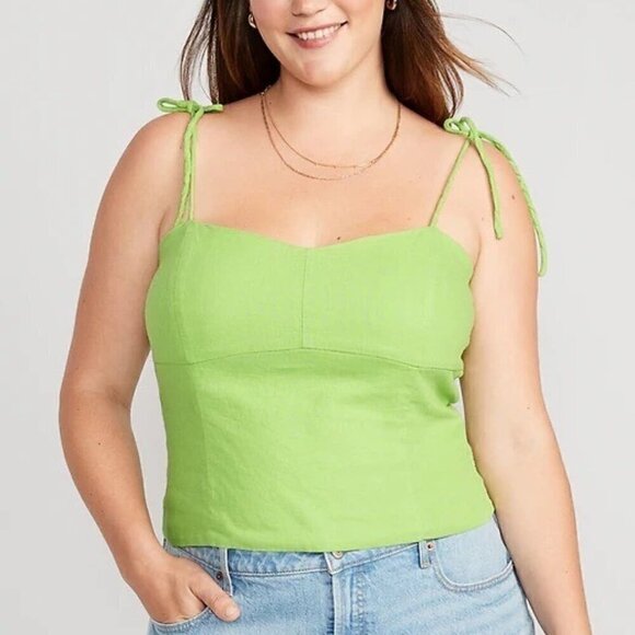 🐈NWT - Old Navy Linen Blend Cami Greengage - Picture 1 of 7